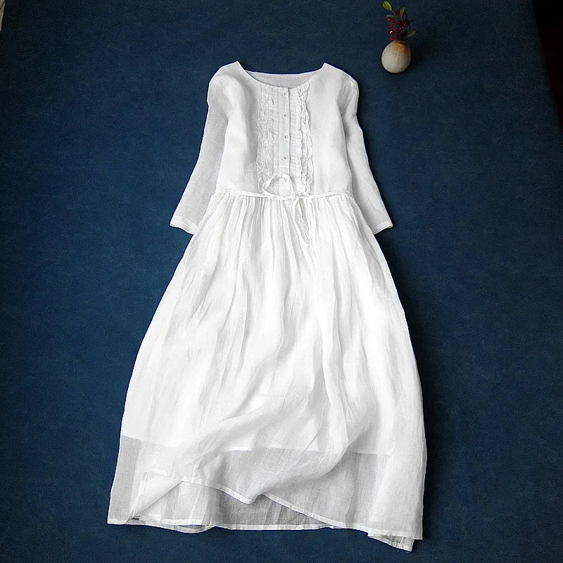 Agatha Vintage Kleid | Modernes Langarmkleid mit Spitzenverzierung für Damen