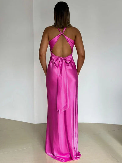 Abendkleid für Damen - Elegantes Maxikleid mit V-Ausschnitt für Sommer