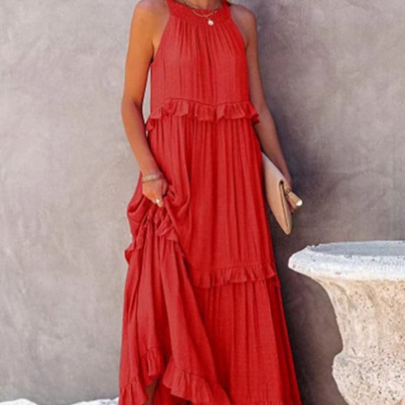 Martha | Damen Maxikleid mit Rüschendetails