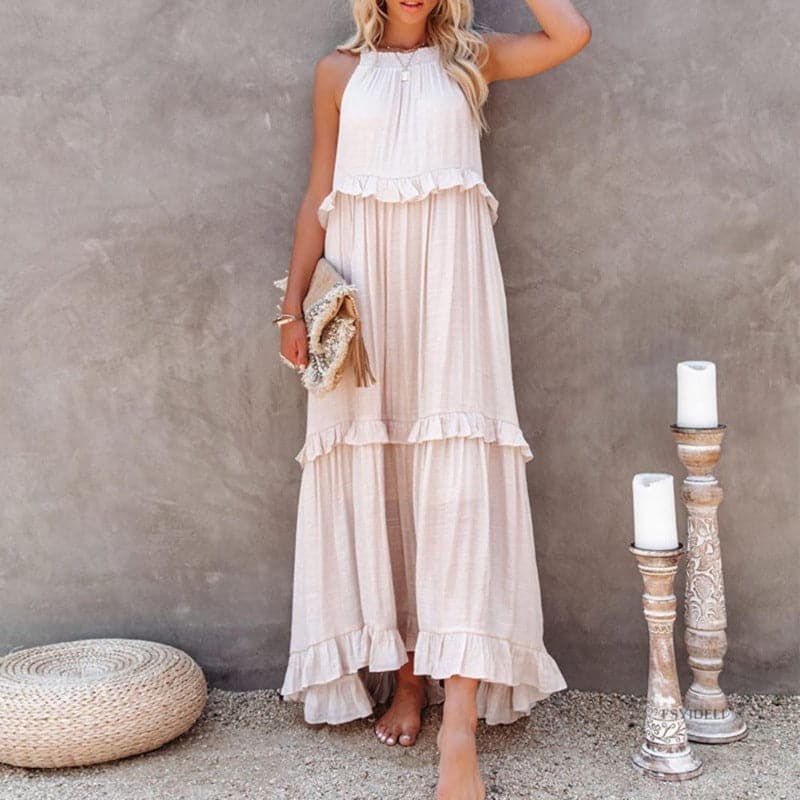 Martha | Damen Maxikleid mit Rüschendetails