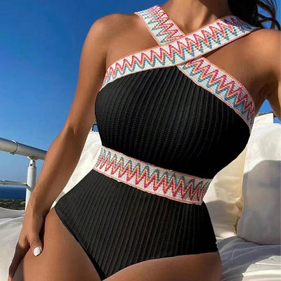 Agatha - Eleganter gestreifter einteiliger Badeanzug für Damen
