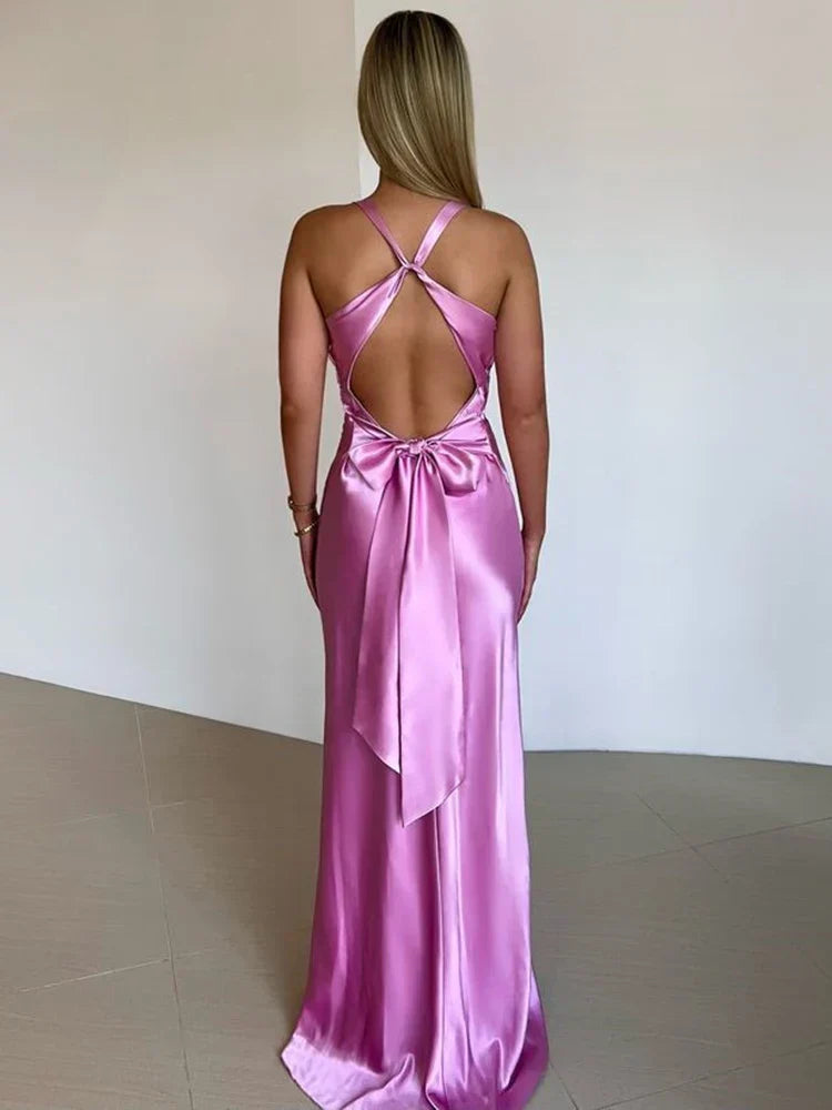 Abendkleid für Damen - Elegantes Maxikleid mit V-Ausschnitt für Sommer