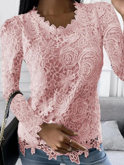 Crystal - damenshirt mit langen armeln und langem schnitt