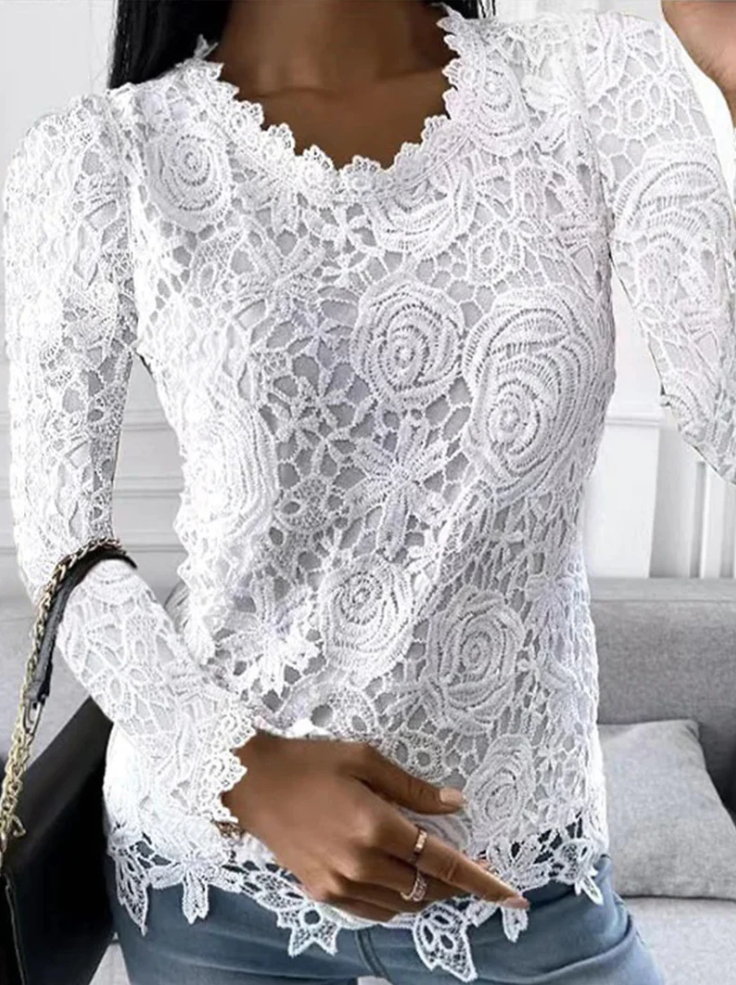 Crystal - damenshirt mit langen armeln und langem schnitt