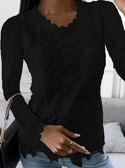 Crystal - damenshirt mit langen armeln und langem schnitt
