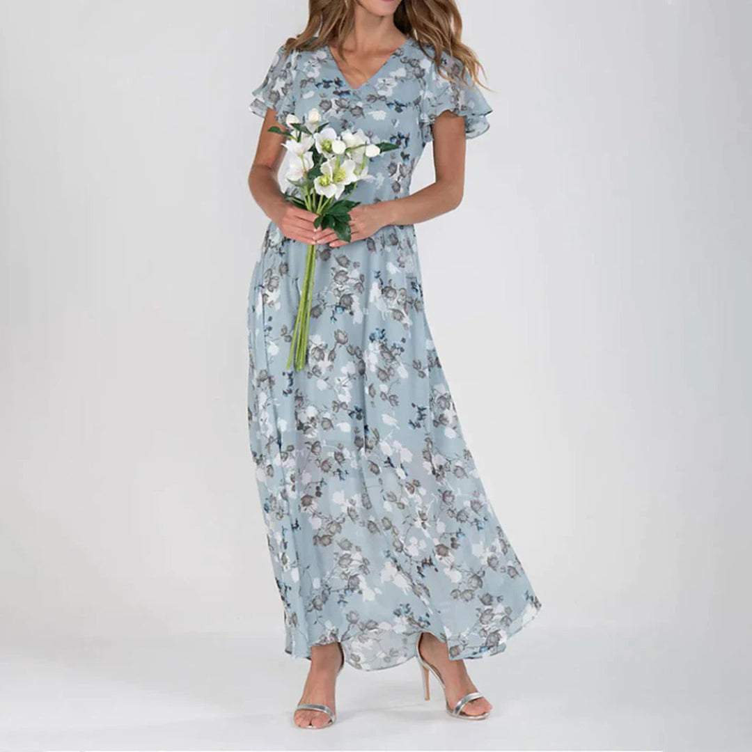 Zaria Sommerkleid | Stilvolles geblümtes Maxi-Kleid