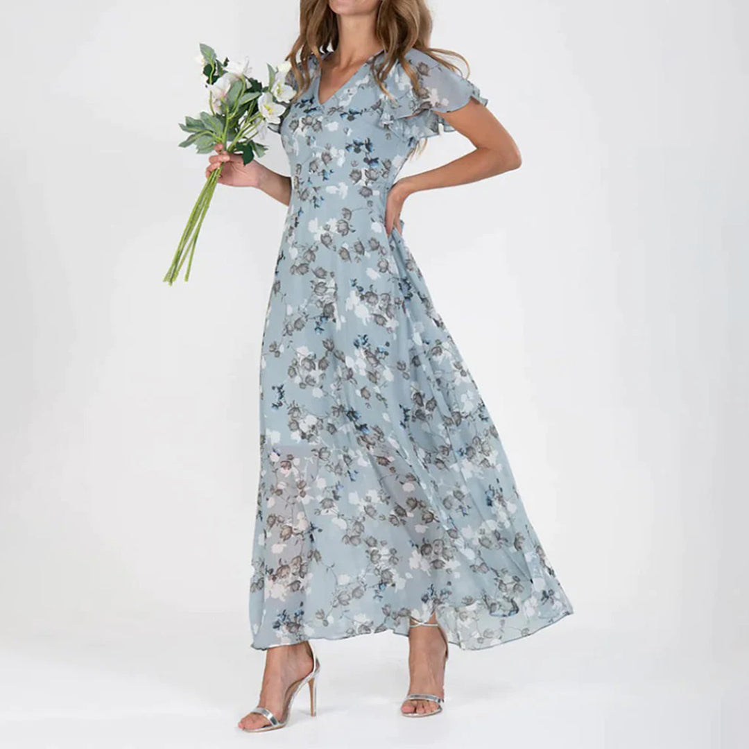 Zaria Sommerkleid | Stilvolles geblümtes Maxi-Kleid