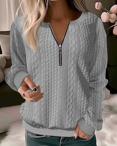 Adriana - Stylischer lässiger Strickpullover mit modischem halben Reißverschluss