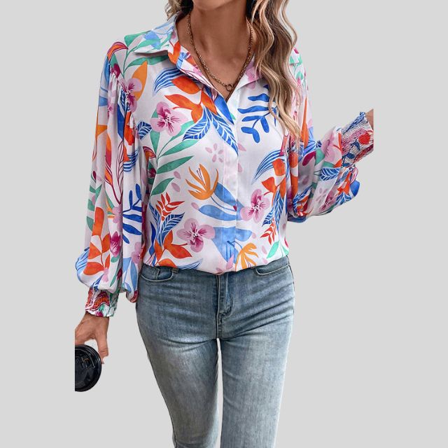 Aila - Elegante Bluse mit schönem Blumendruck für Frauen