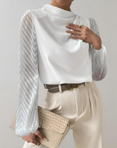 Eloise | Elegantes weißes Top mit Rundhalsausschnitt Bluse