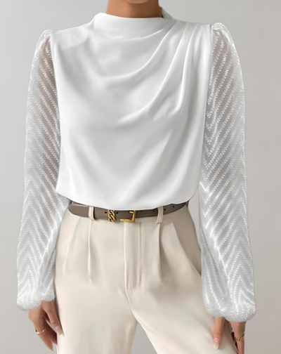 Eloise | Elegantes weißes Top mit Rundhalsausschnitt Bluse