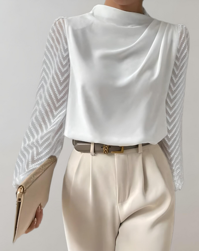 Eloise | Elegantes weißes Top mit Rundhalsausschnitt Bluse