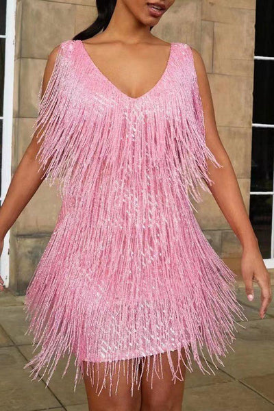 Avelena | Schimmer Fransenkleid