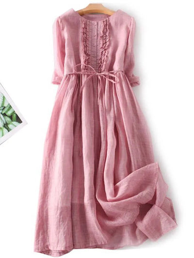 Agatha Vintage Kleid | Modernes Langarmkleid mit Spitzenverzierung für Damen