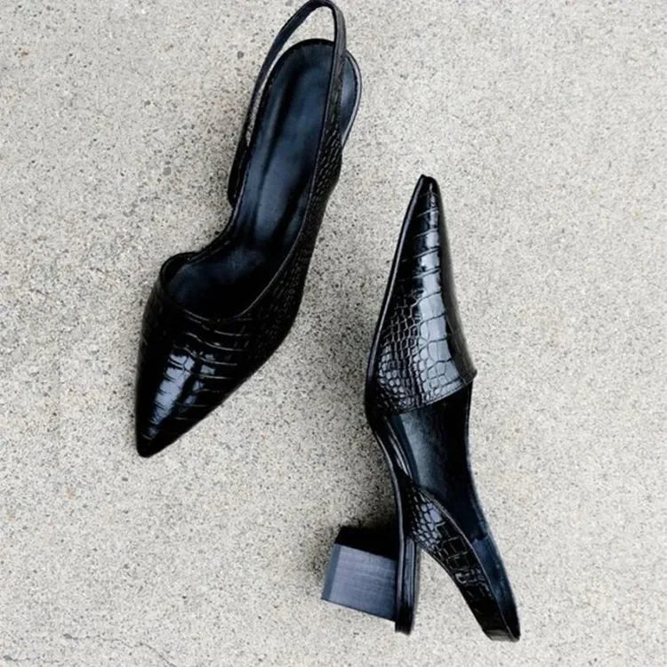 Zarrah - Damen Pumps mit Blockabsatz und Krokodilmuster