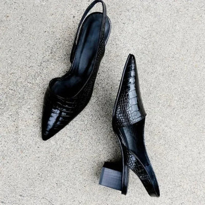 Zarrah - Damen Pumps mit Blockabsatz und Krokodilmuster