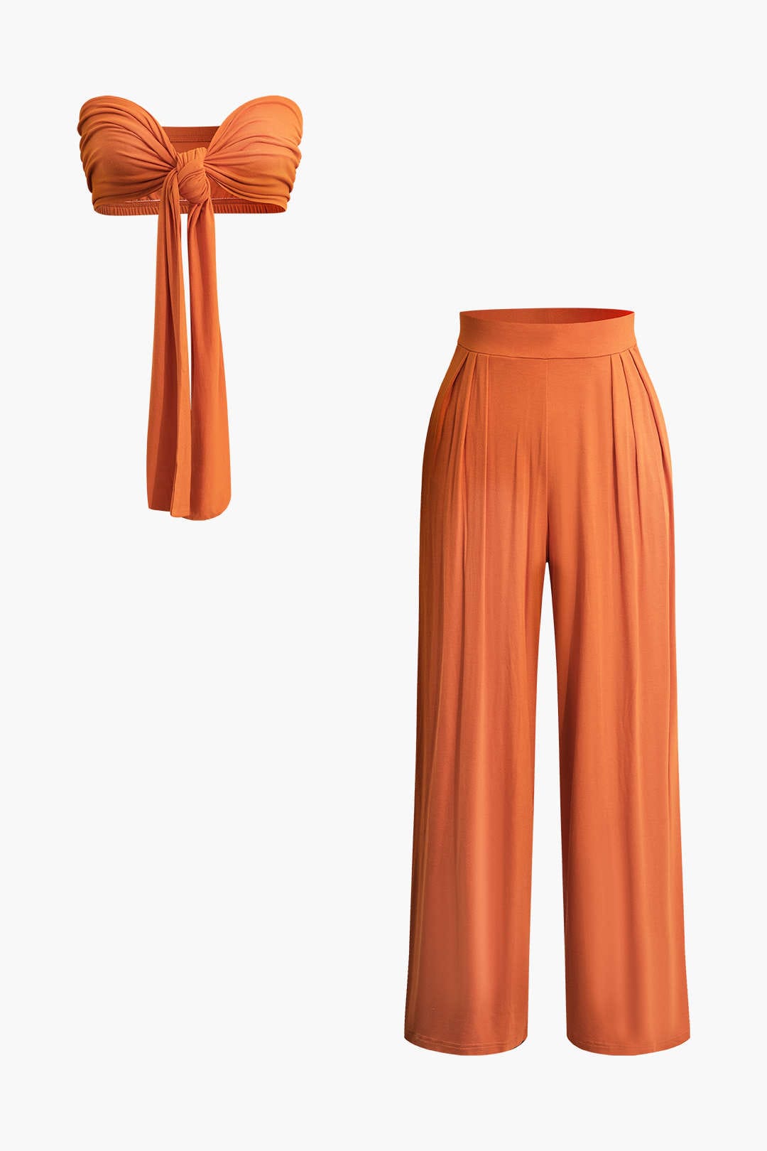 Lara | Elegantes Zweiteiler-Set mit Schleifen-Bandeau & Weitbein-Hose