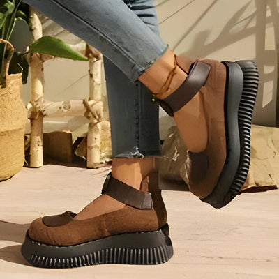Vivian | Women'S Vintage Brown mit dicker Sohle - Rutschfest
