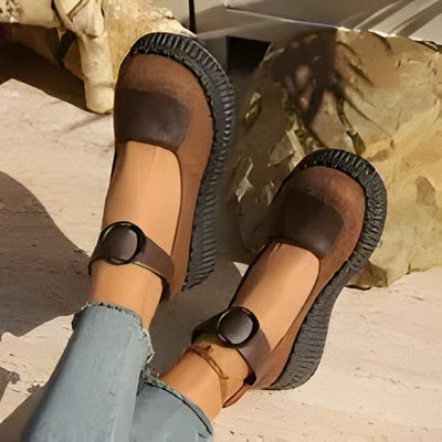 Vivian | Women'S Vintage Brown mit dicker Sohle - Rutschfest