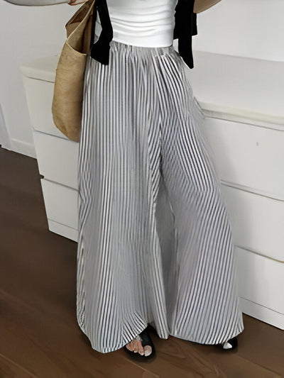 Grace | Gestreifte Hose mit weitem Bein und schrägen Taschen