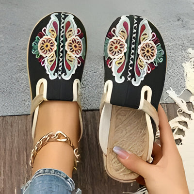 Milan | Boho-Chic Gestickte Blumen Espadrille Flats für Frauen