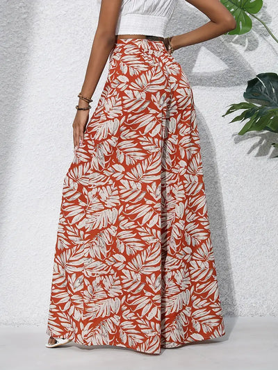 Jacinta | Boho Pflanzenprint Weite Hosen