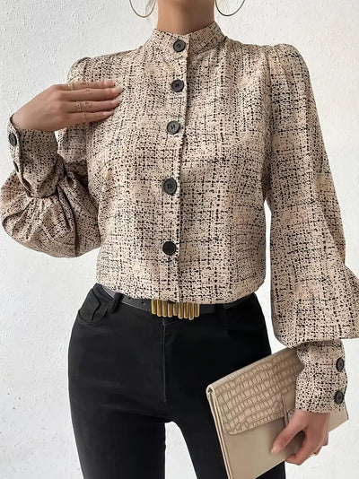 Irish | Bluse mit abstraktem Print und Rüschenbesatz
