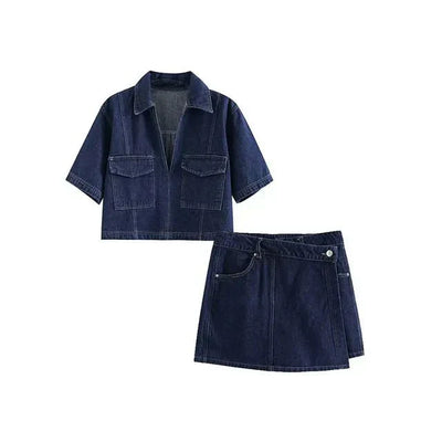 Xaveria | Denim Zweiteiler mit kurzärmeliger Jacke