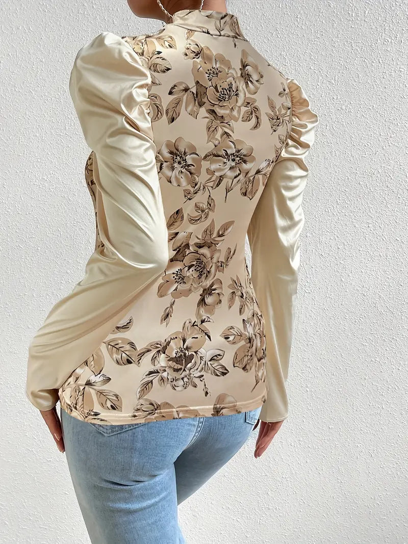 Susan | Elegantes Floral-Top mit Laternenärmeln