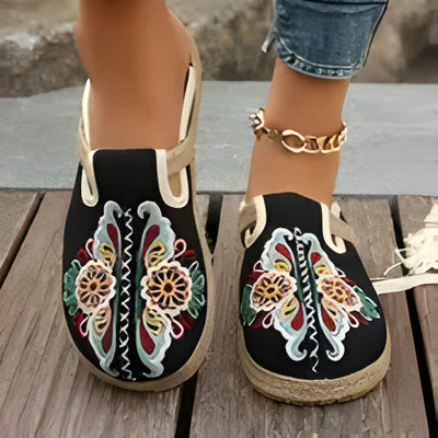 Milan | Boho-Chic Gestickte Blumen Espadrille Flats für Frauen