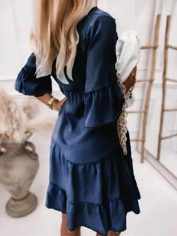 „CityBlues“ – Sommerkleid mit Denim-Optik & Volant-Details