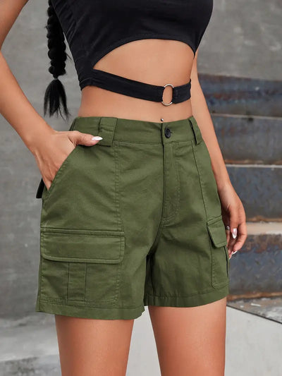 Emy | Damen Cargo-Shorts mit hoher Taille