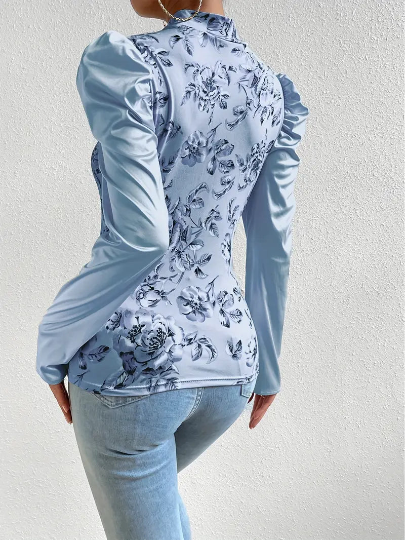 Susan | Elegantes Floral-Top mit Laternenärmeln