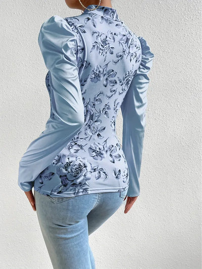 Susan | Elegantes Floral-Top mit Laternenärmeln