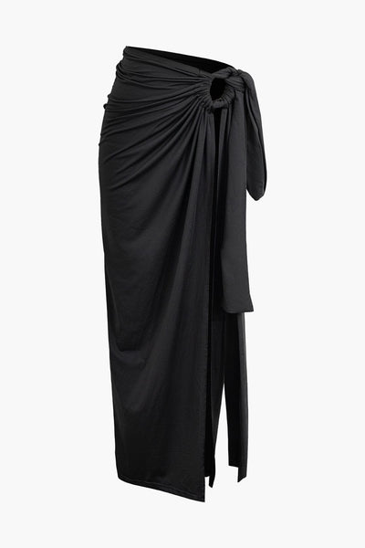 Selene | One-Shoulder Bandeau-Top & Drapierter Maxirock – Perfekt für stilvolle Auftritte