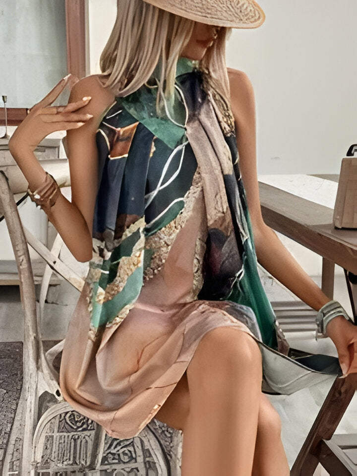 Lauren | Veelkleurige halflange jurk