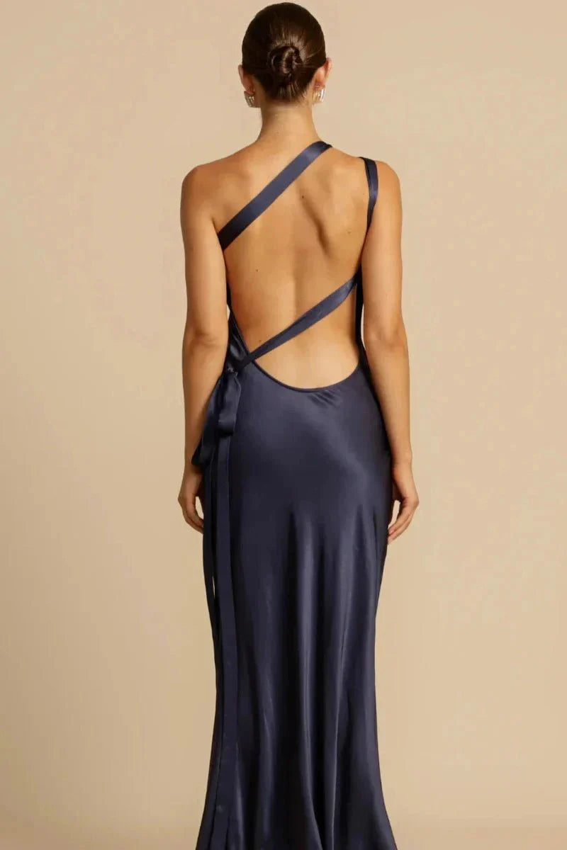 Thelma | Ein-Schulter-Satin-Abendkleid