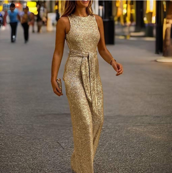 Pia | Verführerischer Jumpsuit Glitzer offene Schultern und Rücken