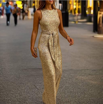 Pia | Verführerischer Jumpsuit Glitzer offene Schultern und Rücken
