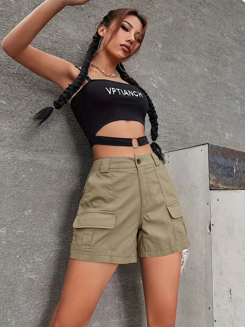 Emy | Damen Cargo-Shorts mit hoher Taille
