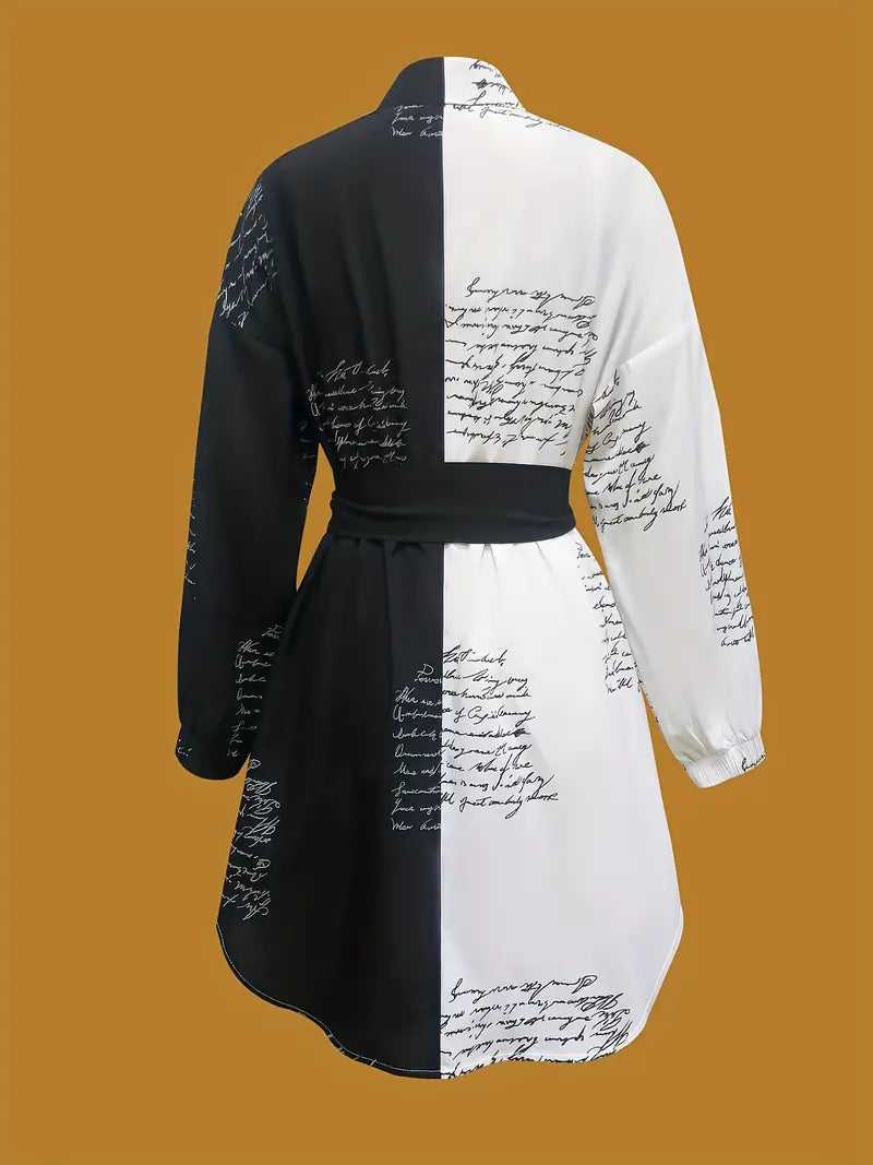 Talia | Color-Block Button-Front Hemdblusenkleid