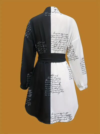 Talia | Color-Block Button-Front Hemdblusenkleid