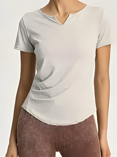 Ashley | Kurzärmeliges Yoga T-Shirt mit V-Ausschnitt für Frauen