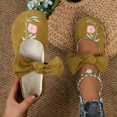 Felicidad | Modische flache Schuhe mit Blumenstickerei für Frauen