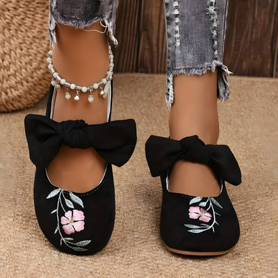 Felicidad | Modische flache Schuhe mit Blumenstickerei für Frauen
