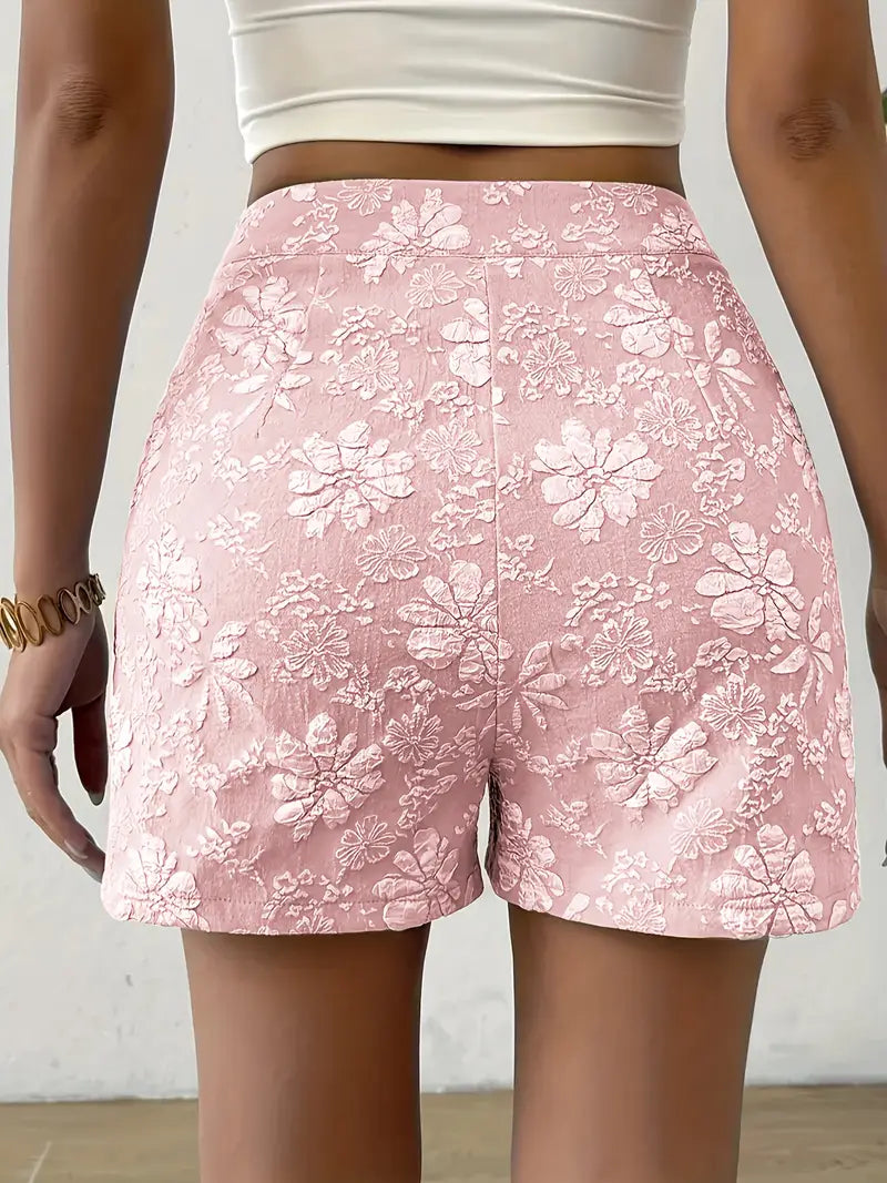 Estelle | Elegante Damen Shorts aus geblümtem Jacquard für die Freizeit