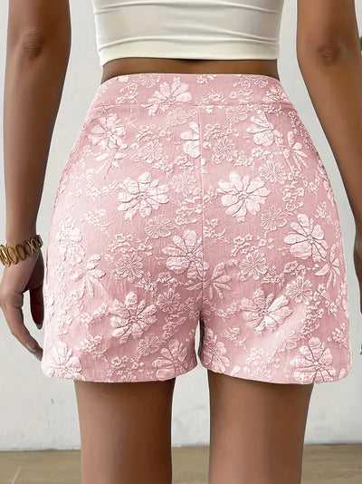 Estelle | Elegante Damen Shorts aus geblümtem Jacquard für die Freizeit