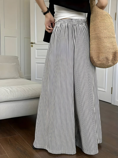 Grace | Gestreifte Hose mit weitem Bein und schrägen Taschen