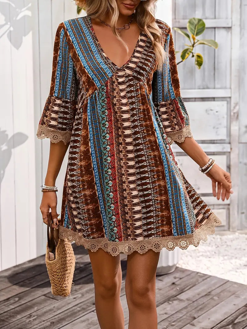 Vivien | Elegantes Trauerkleid mit V-Ausschnitt und Spitzenabschluss