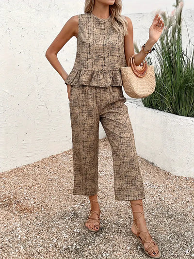 Willa | Elegantes Allover-Print Hosen-Set